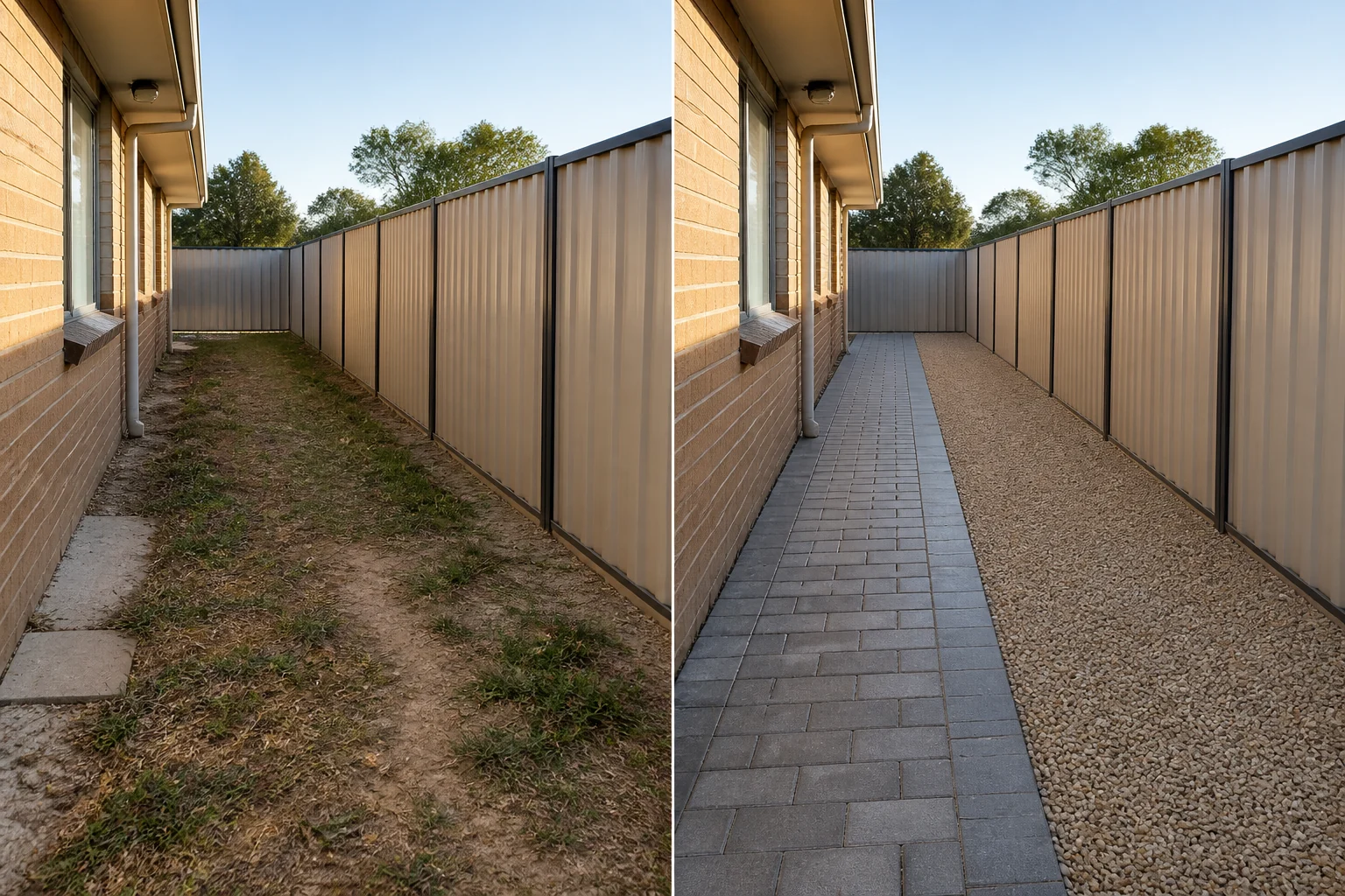 Illustrative side yard before access improvements