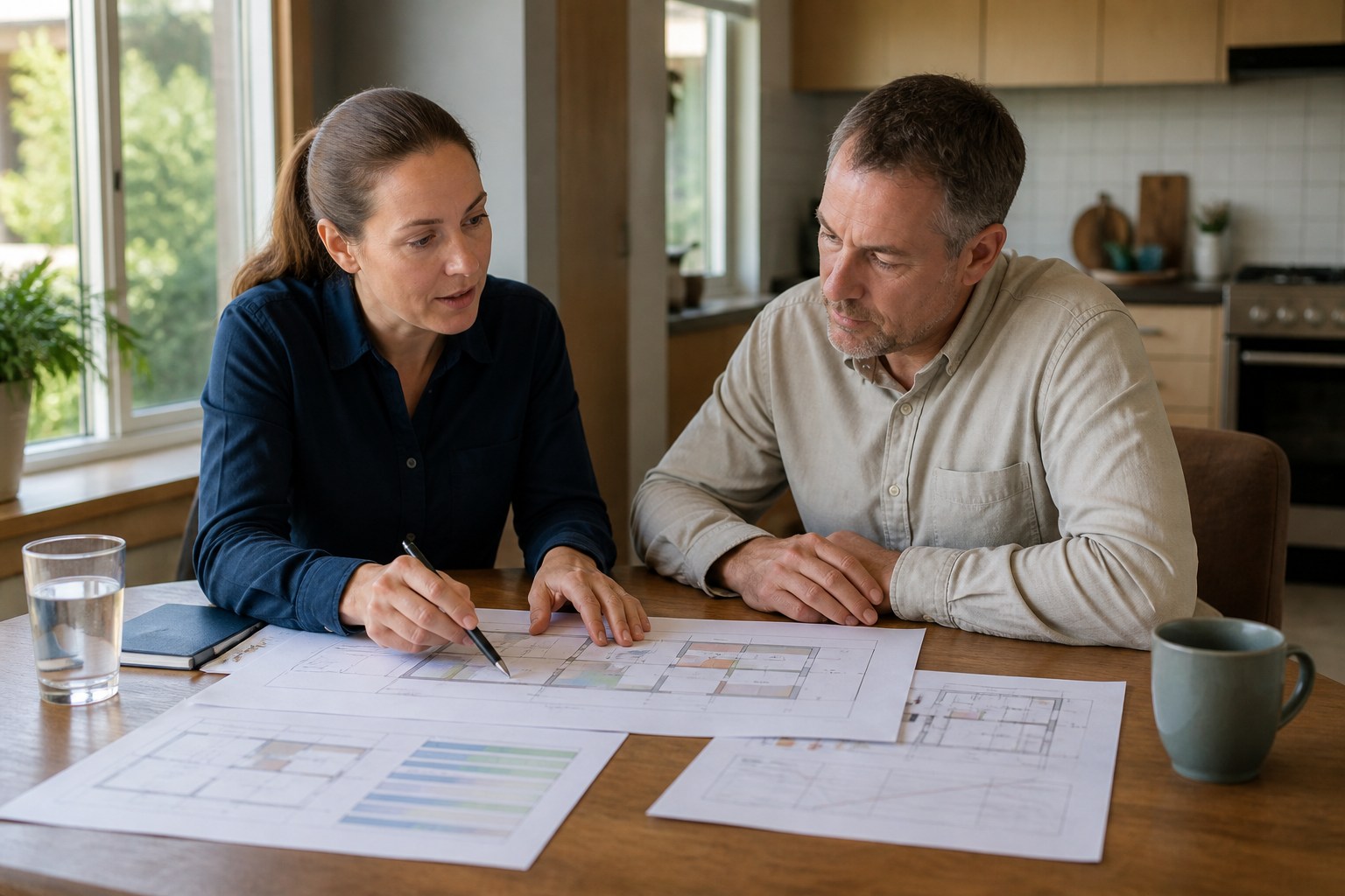 Detailed written property proposal being reviewed at a table